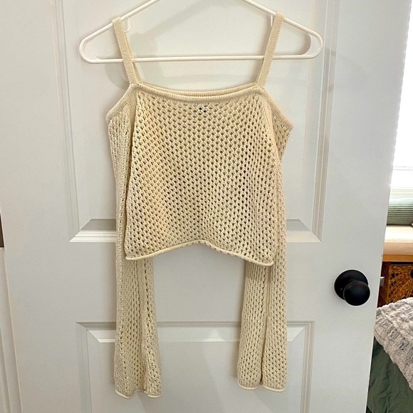 American Eagle Outfitters Tops - AE White Knit Off-Shoulder Sweater